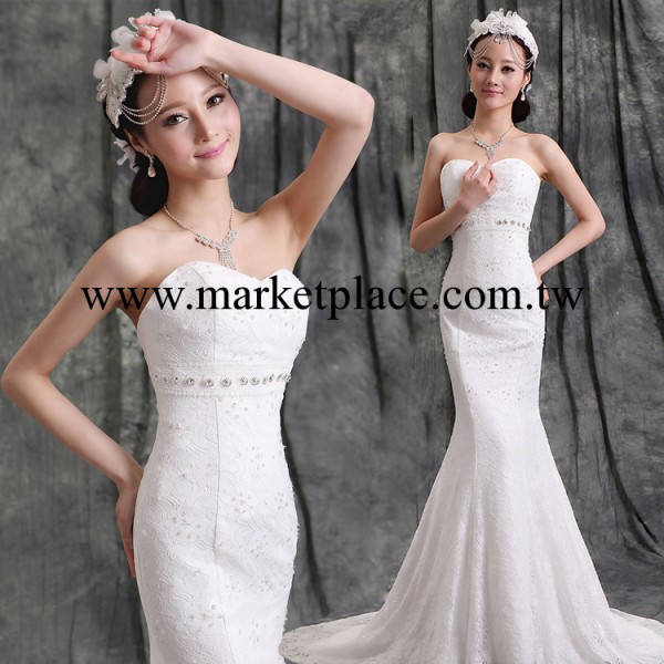 2014新款抹胸魚尾婚紗禮服 高端婚紗訂制款蕾絲婚紗包臀晚禮服工廠,批發,進口,代購