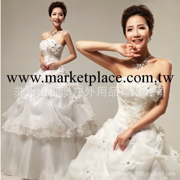 婚紗禮服 新款2013 韓版甜美公主婚紗齊地抹胸復古荷葉婚紗293工廠,批發,進口,代購