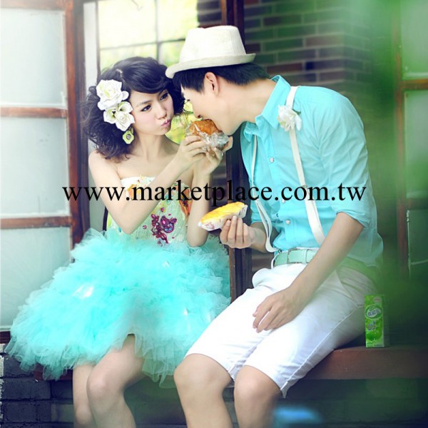 新款韓版影樓主題服裝婚紗攝影情侶寫真外景拍照抹胸短裙禮服N009工廠,批發,進口,代購