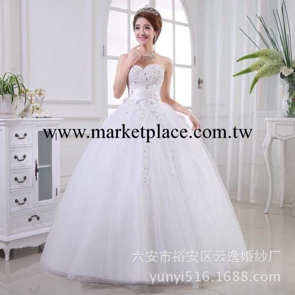婚紗禮服新款2014韓版甜美復古綁帶蕾絲抹胸婚紗新娘齊地婚紗顯瘦工廠,批發,進口,代購