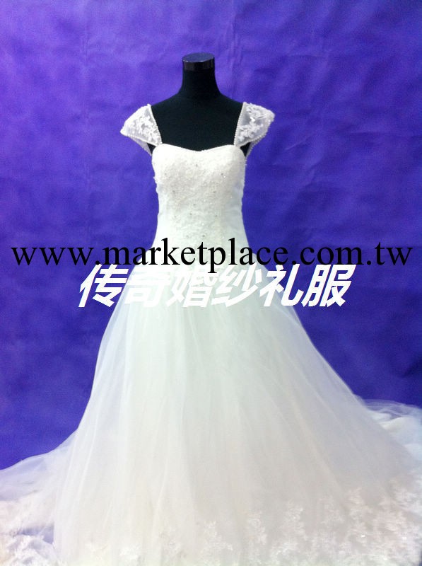 傳奇婚紗禮服2013春夏新款抹胸雙肩帶大A擺新娘拖尾婚紗實拍工廠,批發,進口,代購