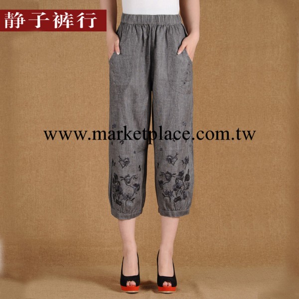 2014夏裝 中老年亞麻女褲 寬松高腰大碼七分媽媽女褲 廠傢批發工廠,批發,進口,代購