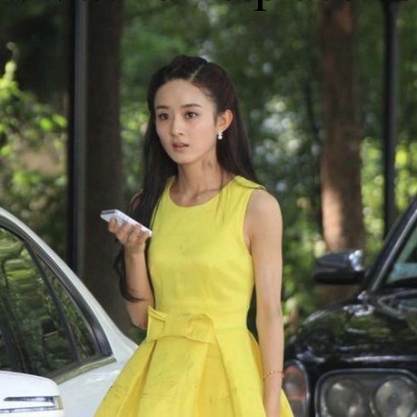 2014女裝新款妻子的秘密同款 趙麗穎江百合同款 黃色連衣裙背心裙工廠,批發,進口,代購