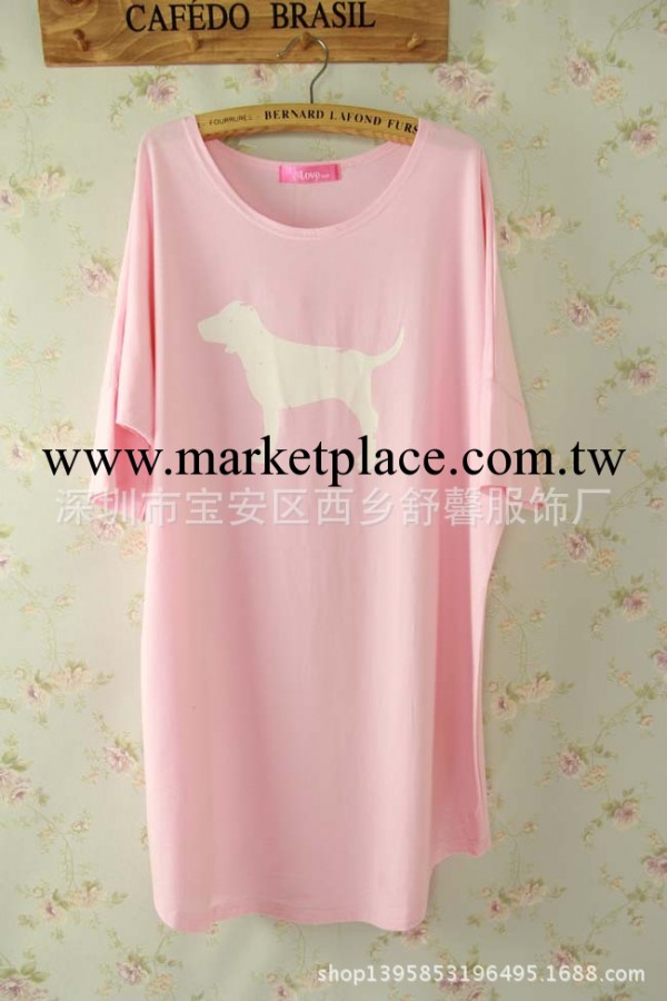 2014夏季女款韓國純棉質PINK寬松大碼短袖睡裙長款T款休閒傢居服批發・進口・工廠・代買・代購