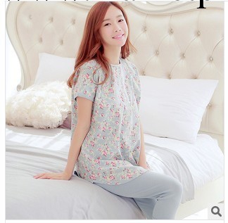 預售韓國代購pink夏季新款女式可愛小碎花短袖純棉睡衣套裝傢居服工廠,批發,進口,代購
