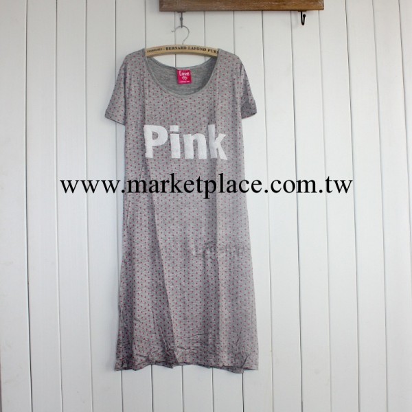 外貿特賣睡裙 灰色均碼現貨 夏季薄款 PINK 女性莫代爾睡裙工廠,批發,進口,代購