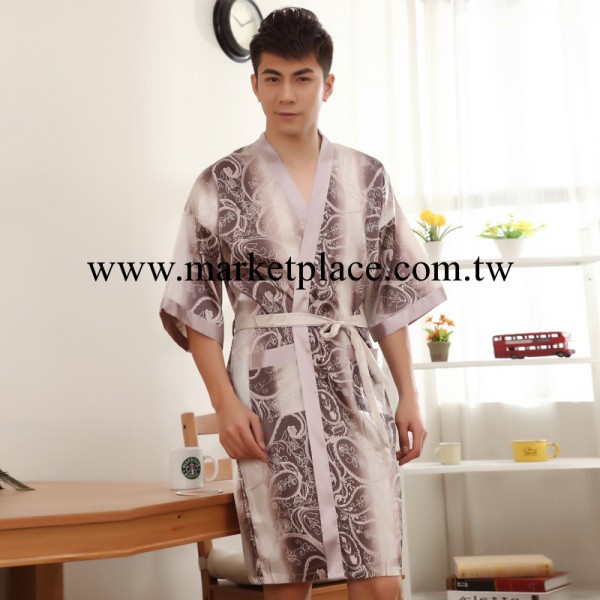 2014夏季男士睡袍五分袖高檔南韓絲睡袍印花廠傢一件代發S81274工廠,批發,進口,代購