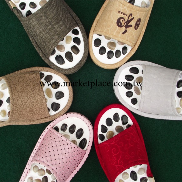 天然鵝卵石雨花石足底按摩拖鞋穴位保健韓國風傢居拖鞋批發・進口・工廠・代買・代購