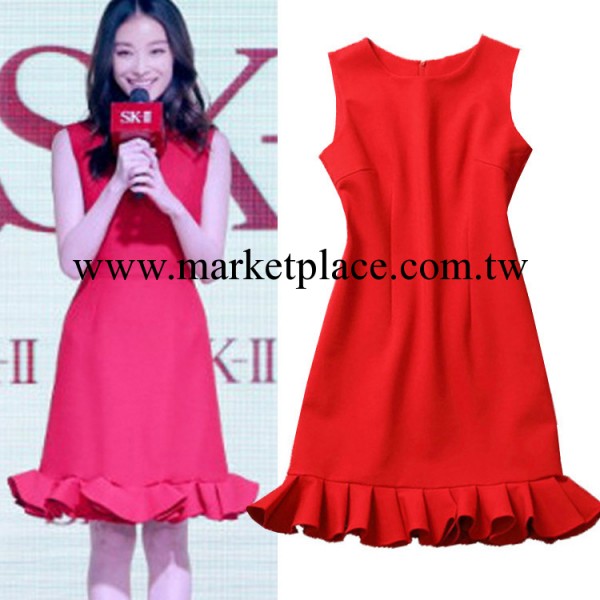 2014夏季歐美女裝新款明星同款修身背心純紅色連衣裙熱賣批發・進口・工廠・代買・代購