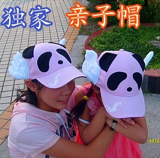 2012爆款熊貓帽子 天使帽 阿拉蕾翅膀帽子 親子帽兒童熊貓帽批發批發・進口・工廠・代買・代購