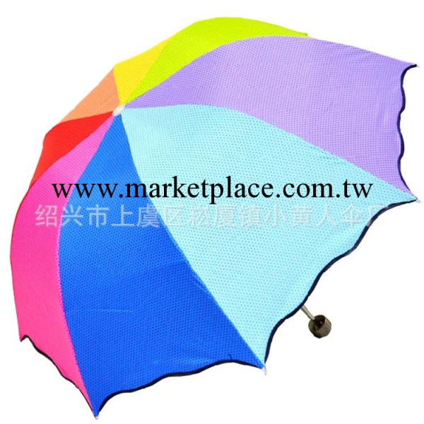 創意黑膠8K超大彩虹傘荷葉邊點點折疊晴雨傘太陽傘防紫外線遮陽傘工廠,批發,進口,代購