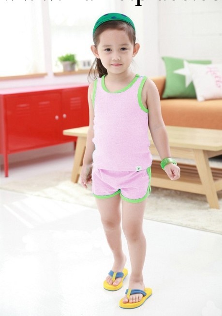定制！兒童夏季套裝純棉男女童背心+短褲套裝兩件套F0318-16J1工廠,批發,進口,代購