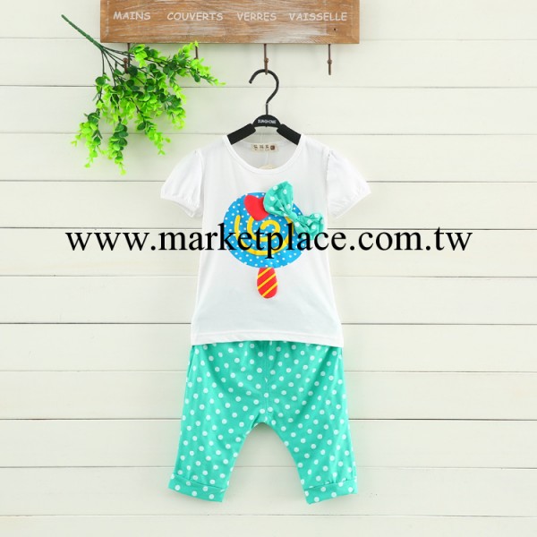 童裝夏款新品 卡通棒棒糖印花童套裝 嬰幼兒服飾女童寶寶套裝工廠,批發,進口,代購