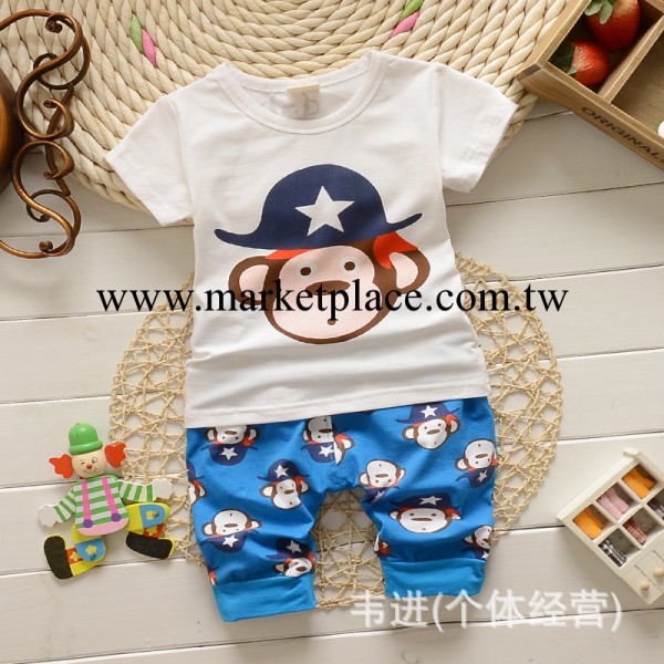 14夏新品 韓版童裝批發 全棉小童精品卡通套裝 0-3歲小童工廠,批發,進口,代購