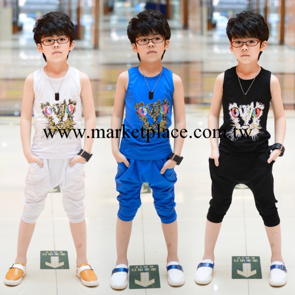 韓國童裝 男童2014新款貓王背心套裝兒童無袖T恤 夏季運動套裝批發・進口・工廠・代買・代購