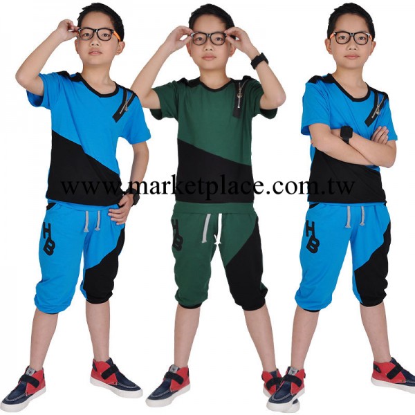 男大童短袖男童褲夏廠傢直銷2014夏款童套裝兩件套中大童夏季新款工廠,批發,進口,代購