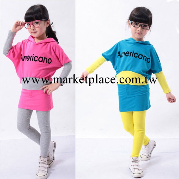 韓版兒童套裝 春款女童字母蝙蝠衫童套裝 一件代銷童裝2014新春款批發・進口・工廠・代買・代購