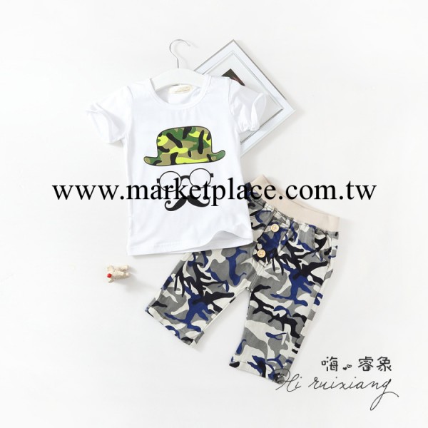 童客精品童裝2014夏款新品 休閒短袖迷彩褲男童套裝 兒童套裝批發批發・進口・工廠・代買・代購