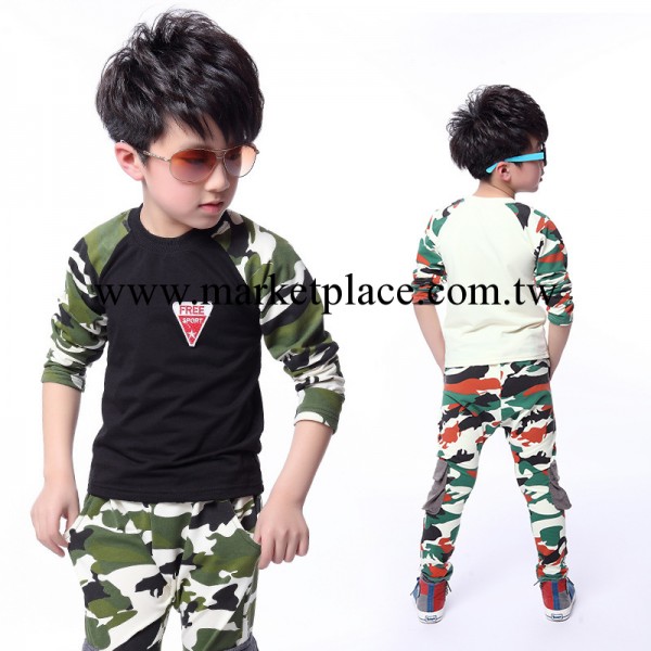 夏款童裝男童套裝2014 新款韓版兒童軍裝兒童迷彩服運動套裝潮工廠,批發,進口,代購