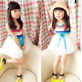兒童童裝14韓版新款小中大童女童吊帶彩虹童裙紗裙連衣裙一件代發批發・進口・工廠・代買・代購