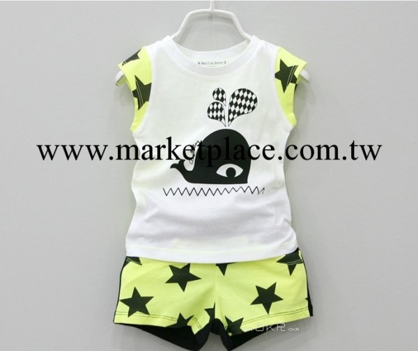 samgmaibaby精品童裝2014夏裝新款韓版男女童星星海豚童套裝93134工廠,批發,進口,代購