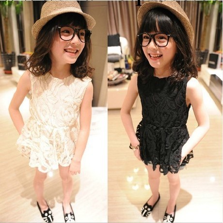 2014夏裝女童新款韓版兒童裙 背心全蕾絲連衣裙批發・進口・工廠・代買・代購