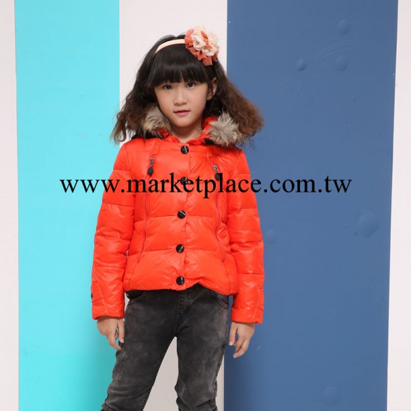 銷售供應 3QR兒童羽絨衣男童 女童羽絨衣 純色連帽帶毛條羽絨衣批發・進口・工廠・代買・代購