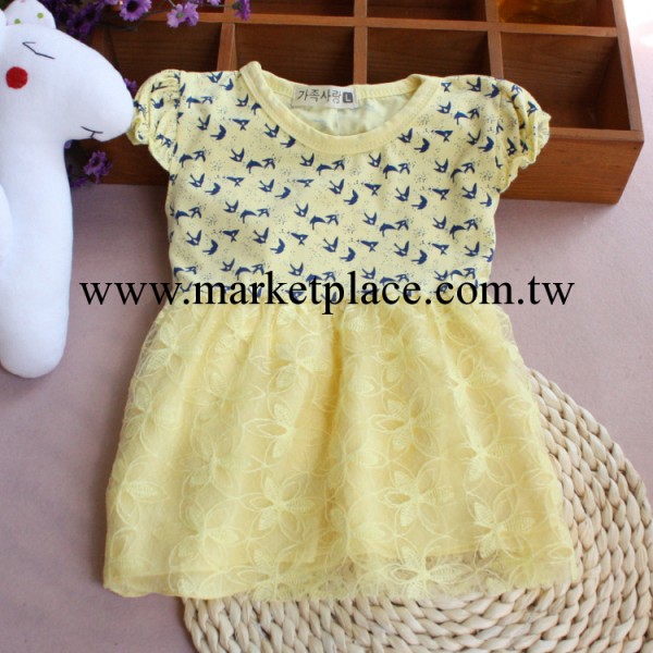 2014年夏款短袖女童連衣裙 小燕子蕾絲裙 0-3歲全棉批發・進口・工廠・代買・代購