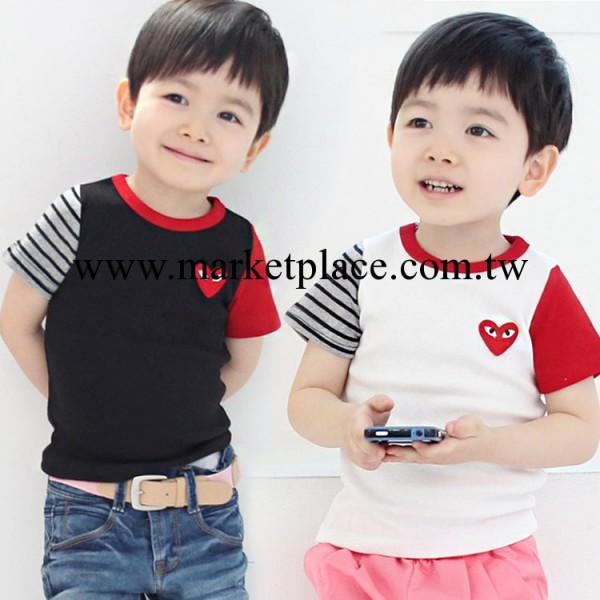 2014夏季新款外貿韓版童裝品牌兒童T恤男童刺繡短袖可愛兒童短袖工廠,批發,進口,代購