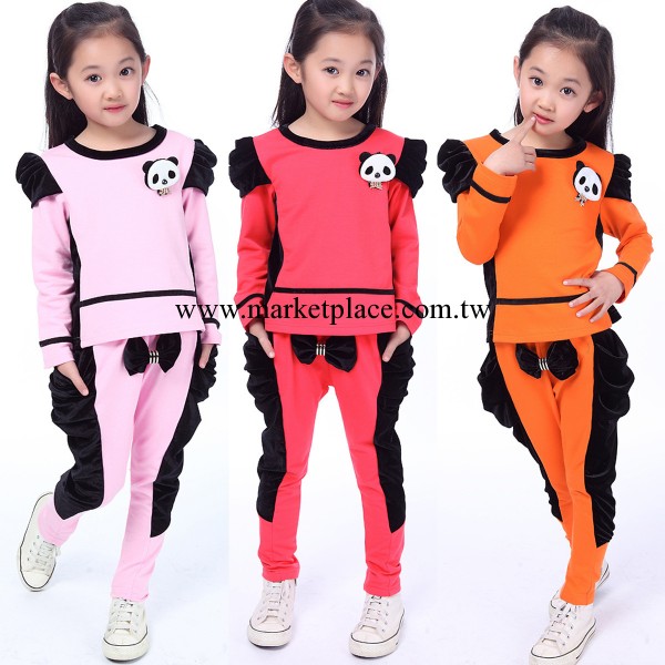 外貿童裝春款14韓版熊貓女童套裝中大兒童休閒衛衣倆件套一件代發批發・進口・工廠・代買・代購
