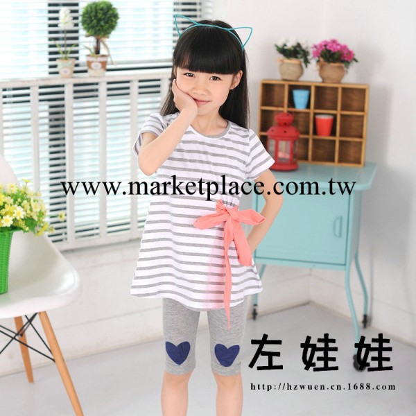 2014夏季新款童裝批發 韓版蝴蝶結圖案女童套裝 外貿童裝批發工廠,批發,進口,代購