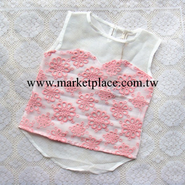 處理品牌庫存童裝 韓版女童裝刺繡花朵網紗背心裙批發 女童上衣工廠,批發,進口,代購