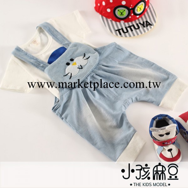 2014夏裝新款 韓版寶寶貓咪童褲 男女童裝牛仔背帶褲 小童褲子工廠,批發,進口,代購