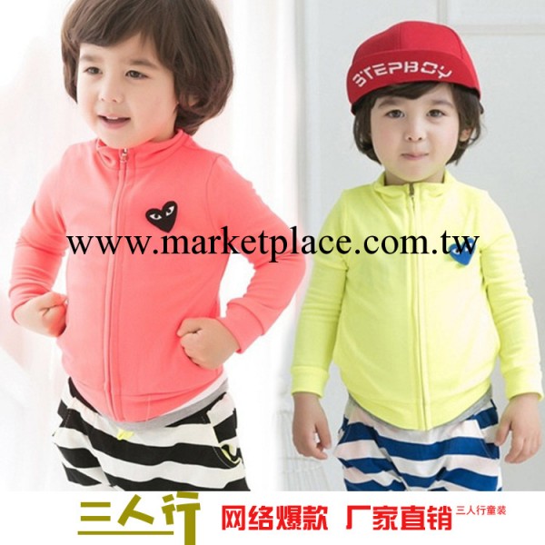 三人行童裝批發 2014春季新款兒童男女童開衫品牌拉鏈外套 特價工廠,批發,進口,代購