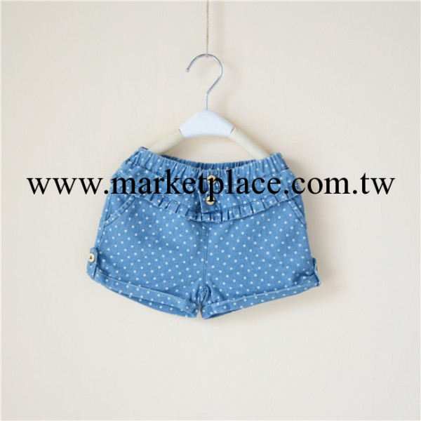 外貿童裝 女童 唯美水玉點 拼接軟牛仔短褲 熱褲 3-28klk002工廠,批發,進口,代購