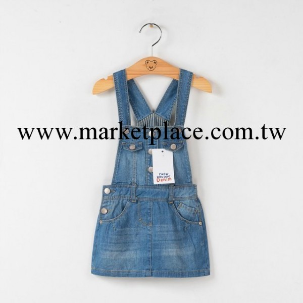外貿童裝  Z傢 中小童 女童 豎條紋內拼 水洗柔軟 牛仔背帶裙工廠,批發,進口,代購