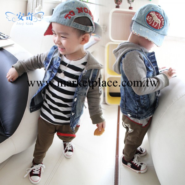 男童連帽牛仔外套 春季全棉牛仔拼接口袋兒童外套裝 男童衣服批發工廠,批發,進口,代購