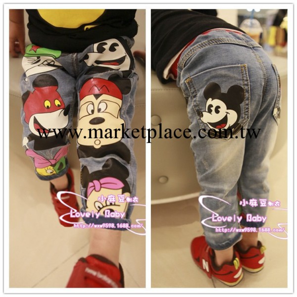 2014春季新款 韓版小童米奇印花牛仔長褲 印花褲 童裝批發小麻豆工廠,批發,進口,代購
