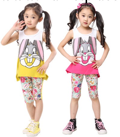 夏裝外貿童套裝 女童童裝可愛卡通兔休閒運動二件套套裝8059工廠,批發,進口,代購