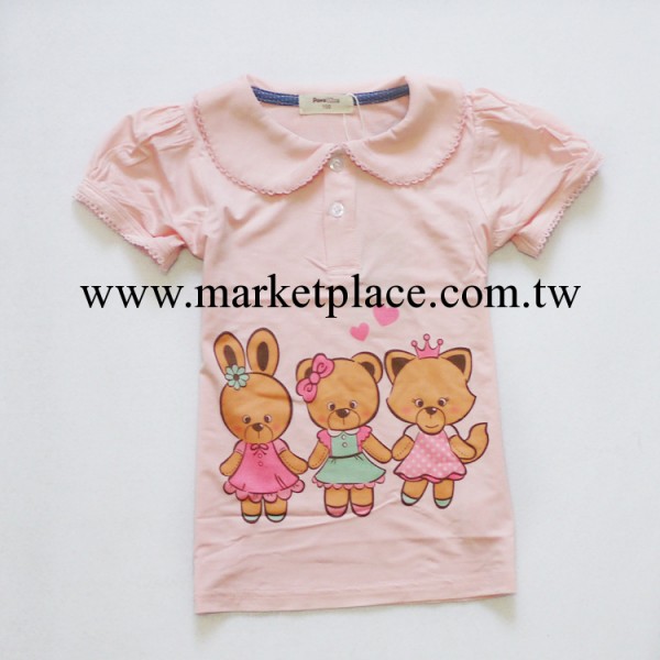 新款夏季女童t恤 卡通小熊短袖恤  2014外貿童裝韓版兒童t恤批發工廠,批發,進口,代購