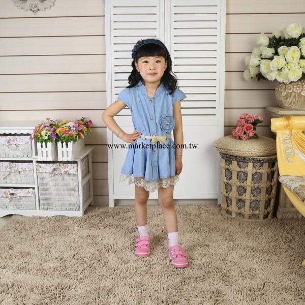 2014夏裝新款女童裝花邊韓版牛仔裙中小童批發工廠,批發,進口,代購