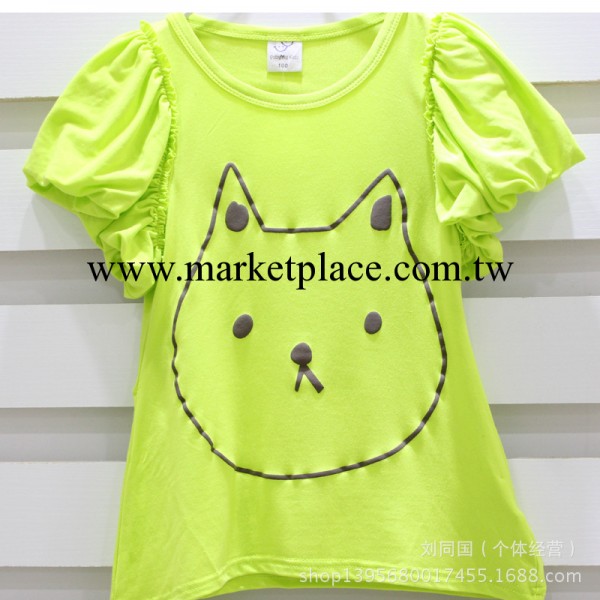 2014夏款 韓版外貿 莫代爾可愛泡泡袖貓咪童T恤 可愛短袖工廠,批發,進口,代購