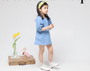 2014 夏款  韓國童裝 Angel  薄牛仔中袖兒童連衣裙   x-003工廠,批發,進口,代購