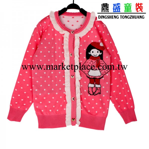 2014年新款韓版童裝 卡通波點全棉長袖兒童毛衣外套春款批發工廠,批發,進口,代購