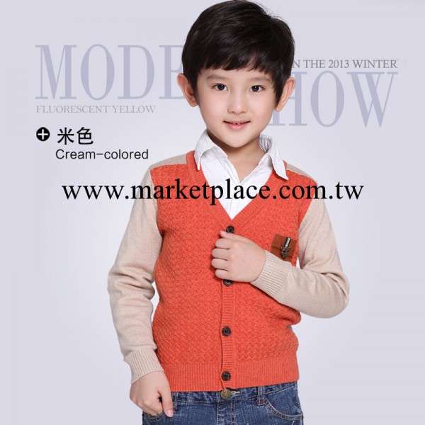 2014春季新款中小男童貼皮豹頭毛衣針織兒童 羊毛衫開衫工廠,批發,進口,代購
