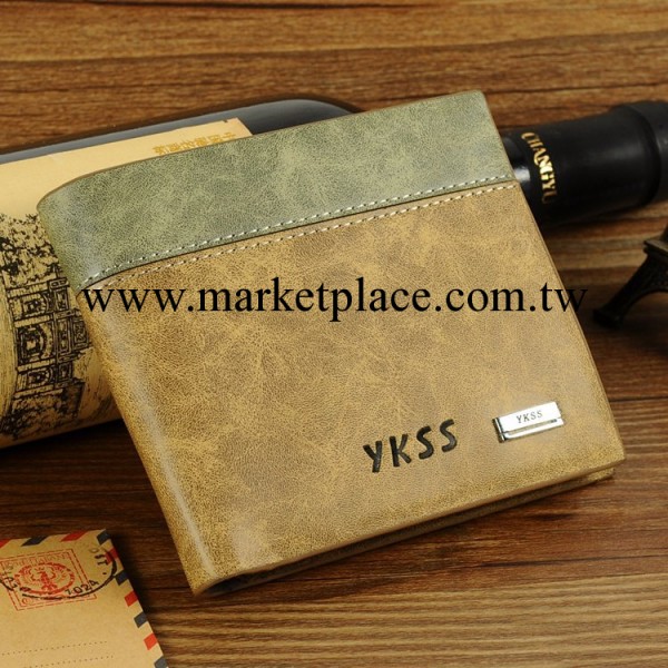 ykss伊克薩斯正品拼色拼皮男士短款真皮錢包牛皮錢夾淘寶爆款錢包工廠,批發,進口,代購