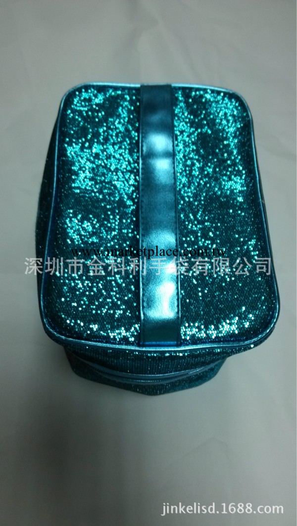 廠傢供應外貿綠色亮片定型手提化妝箱工廠,批發,進口,代購
