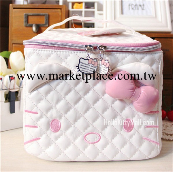 5347-Hello kitty白色貓面手提化妝包 收納包 化妝袋中號AA3034工廠,批發,進口,代購