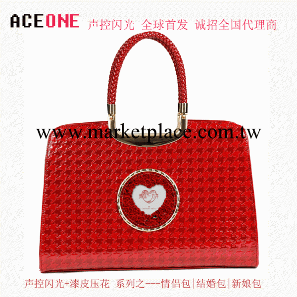 全網首發聲控閃光情侶新娘結婚禮喜慶紅色漆皮單肩女包批發新款工廠,批發,進口,代購