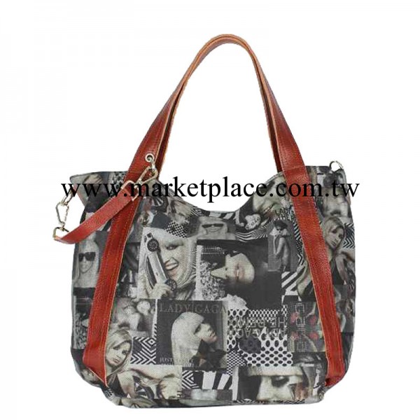 杭州批發商091-8444明星牛仔女包配牛皮 單肩斜挎兩用大包休閒工廠,批發,進口,代購